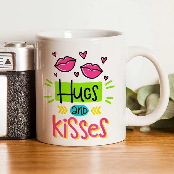 Hugs & Kisses Ceramic Couple Coffee Mug Gift for Valentine's Day thumbnail 1
