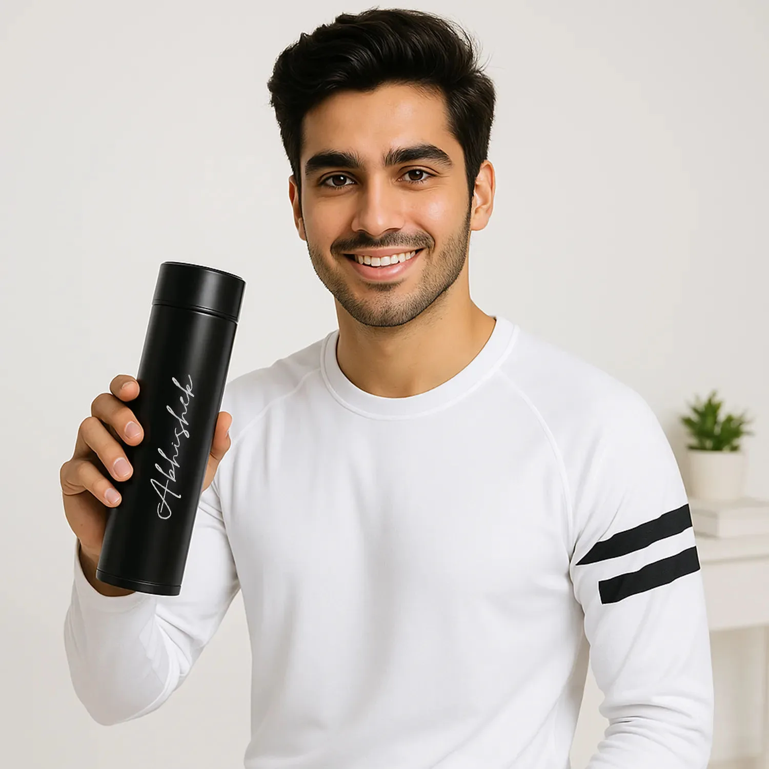 Personalised Temperature Display Water Bottle with LED Smart Lid thumbnail 3