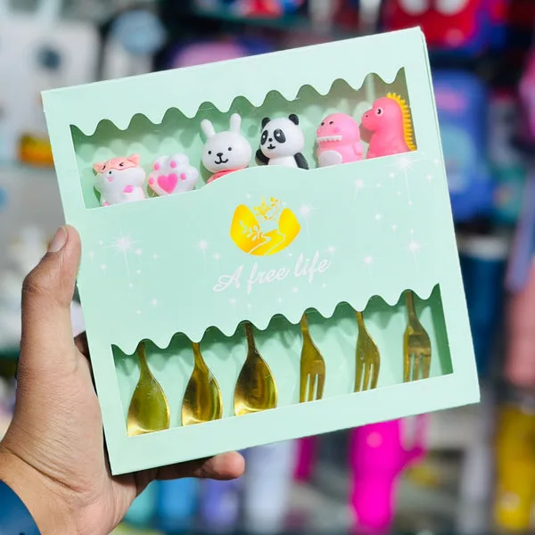 Kids Stainless Steel Cutlery Set (6 Pcs) with Gifting Box | Spoon & Fork Set | Custom Name Option thumbnail 2