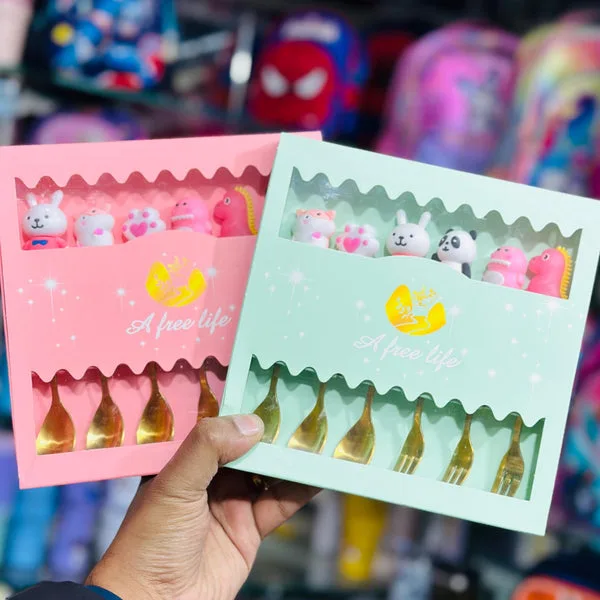 Kids Stainless Steel Cutlery Set (6 Pcs) with Gifting Box | Spoon & Fork Set | Custom Name Option thumbnail 3