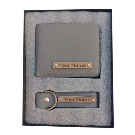 Personalised Leather Wallet + keychain thumbnail 4