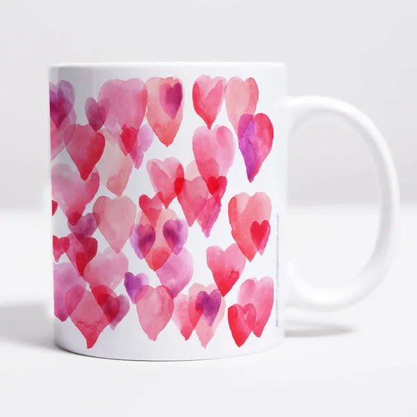 Personalised Mug - Watercolour Hearts thumbnail 2