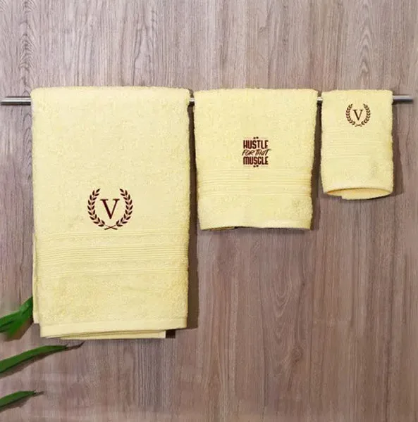 Gym Lover Personalized Cotton Embroidered Towels (Set of 3) thumbnail 1
