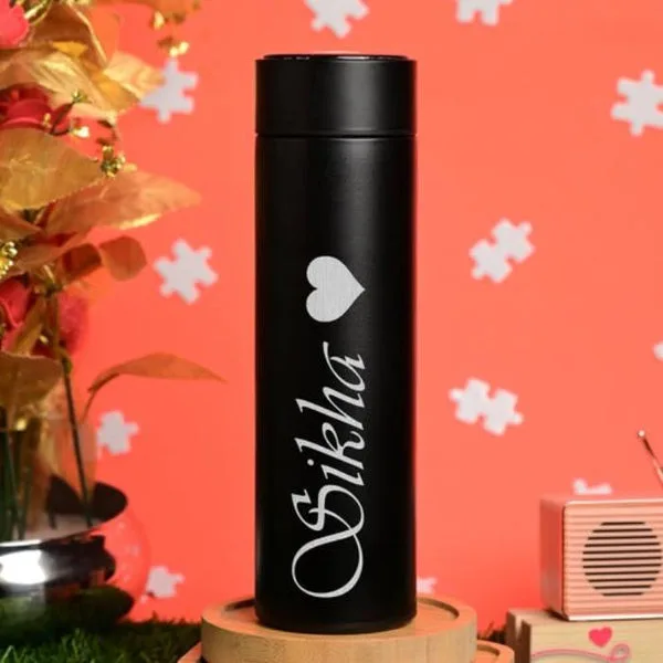 Personalised Black LED Temperature Bottle thumbnail 2