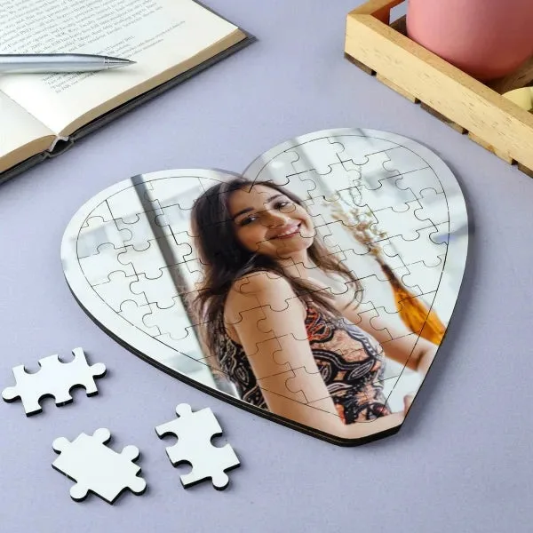 Forever Love Personalized Wooden Jigsaw Heart Puzzle thumbnail 1
