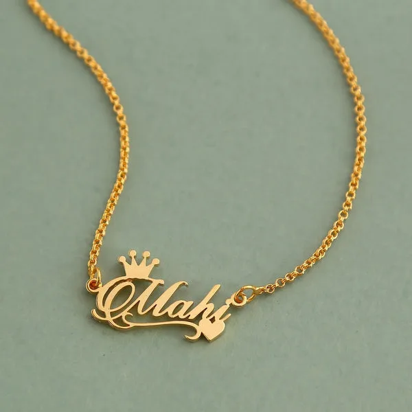 Personalised Crown Underlined Heart Name Necklace thumbnail 1