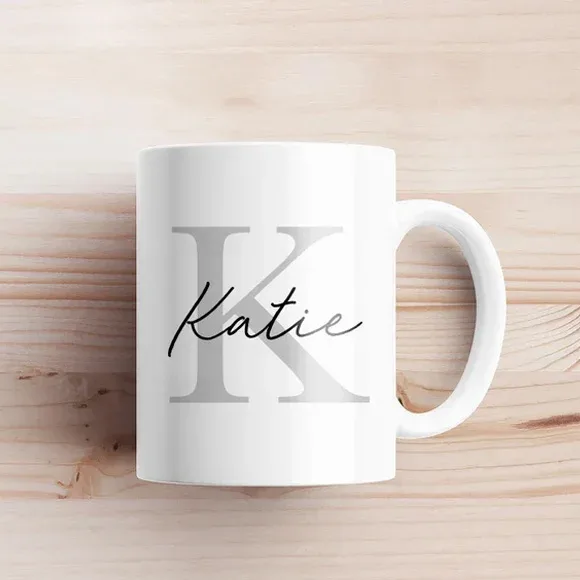 Personalised Name Ceramic Mug with Initial thumbnail 1