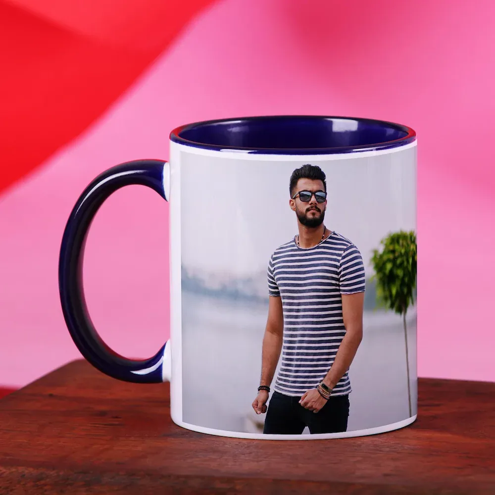 Custom Blue Photo Mug – Personalized with Your Favorite Picture thumbnail 1