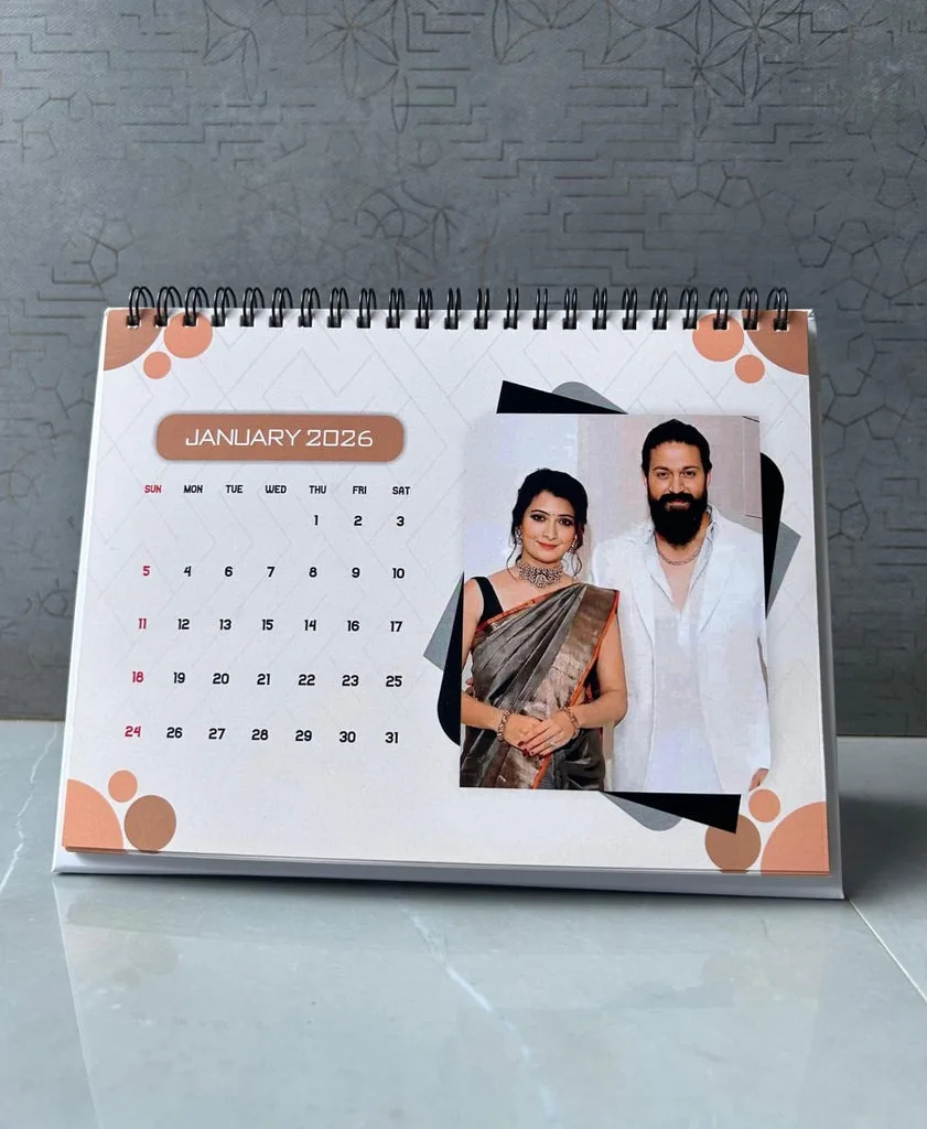 Classical Customised Table Top Calendar 2026 | 12 Photo Personalized Desk Calendar | 8x6 Inch | 300 GSM Premium Print thumbnail 1