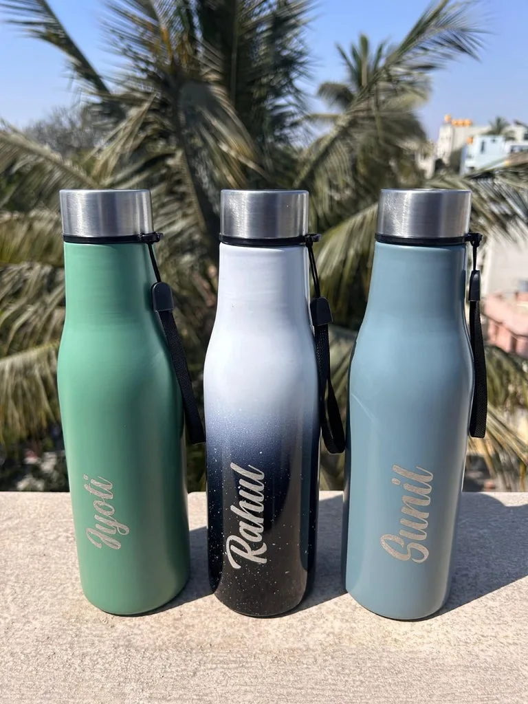 900ml Customised Stainless Steel Cola Bottle | Personalized Name Engraved | Insulated Hot & Cold | With Strap & Steel Cap thumbnail 1