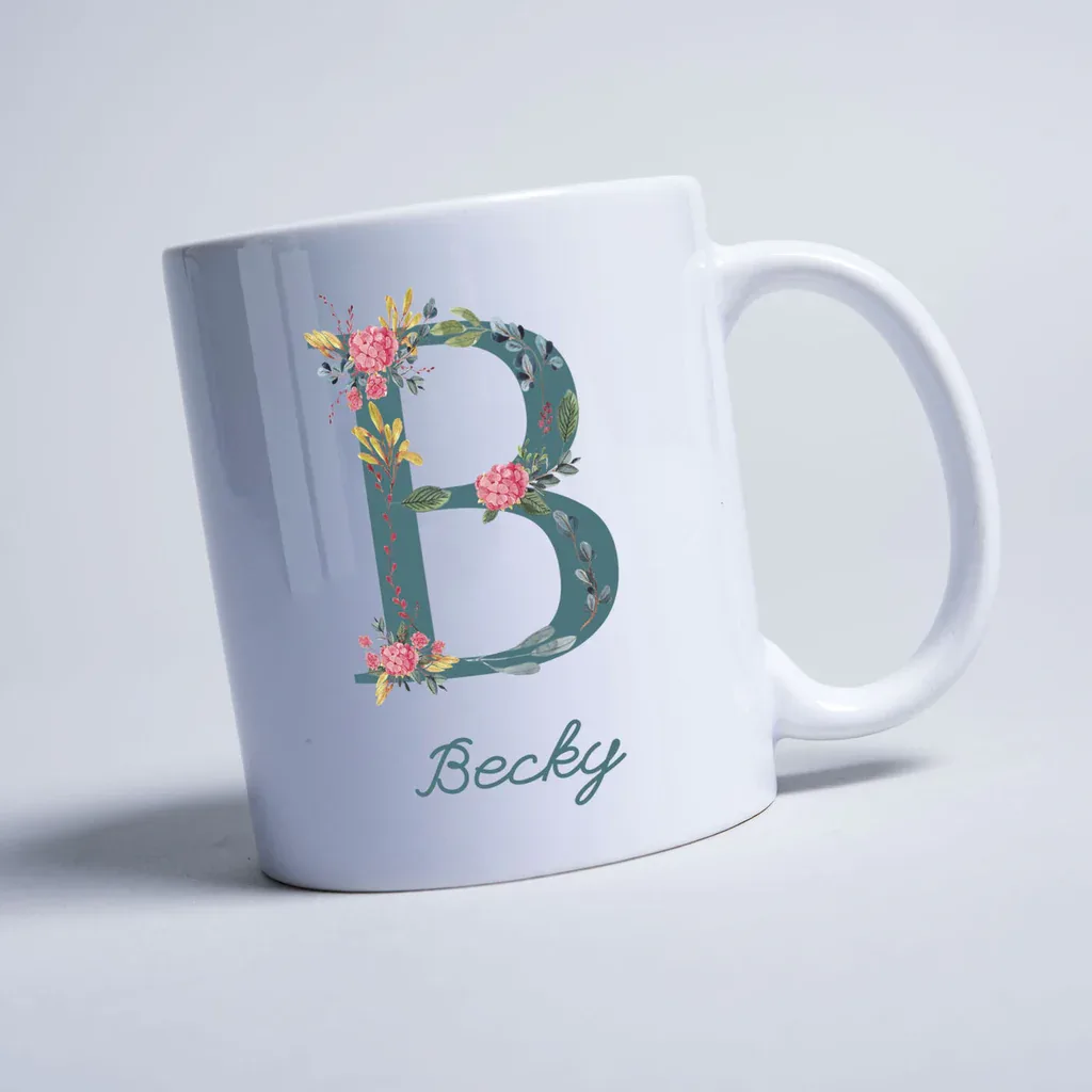 Personalised Mug - Watercolour Floral Initial thumbnail 1