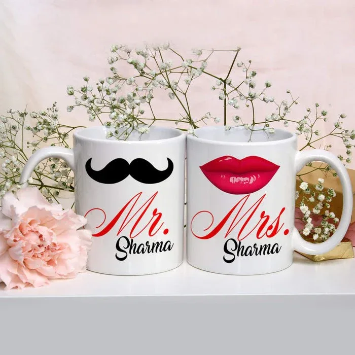 Personalized Mr. & Mrs. Couple Coffee Mugs – Custom Name Printed thumbnail 1