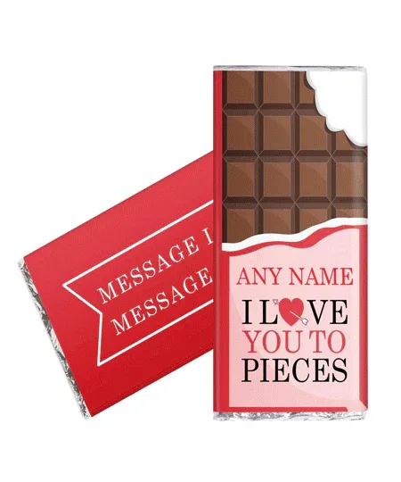 Personalized Chocolate Bar – I Love You To Pieces thumbnail 1