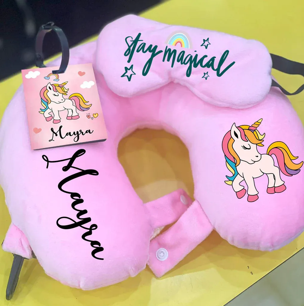 Personalized 3-in-1 Travel Essentials Set – Luggage Tag, Eye Mask & Neck Pillow